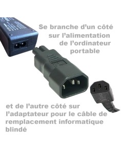 Adaptateur 2 pôles pour ordinateurs portables ou Télévision 2
