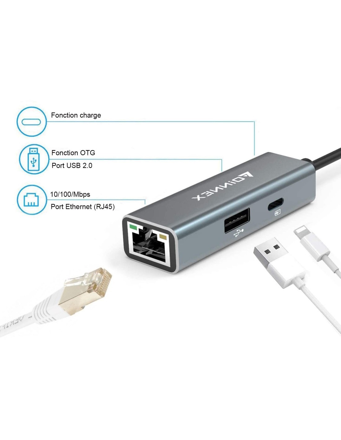 Cables USB GENERIQUE CABLING® type C vers Lightning câble de données et de  charge Lightning USB C Cordon pour nouveau MacBook à iPhone, iPad 1 m