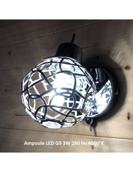 Appliques blindées type Spot boule tressée chromée G9