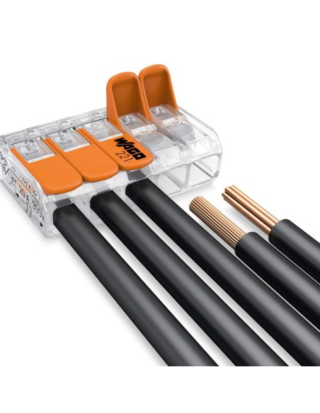 WAGO 221 40 bornes de connexion universelles 2, 3 et 5 entrées pour câbles et fils blindés