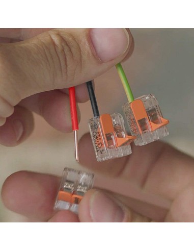 Mini bornes de connexion 2 entrées WAGO S221 pour fils souples et rigides blindés 