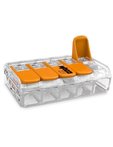  Mini bornes de connexion 5 entrées WAGO S221 pour fils souples et rigides blindés