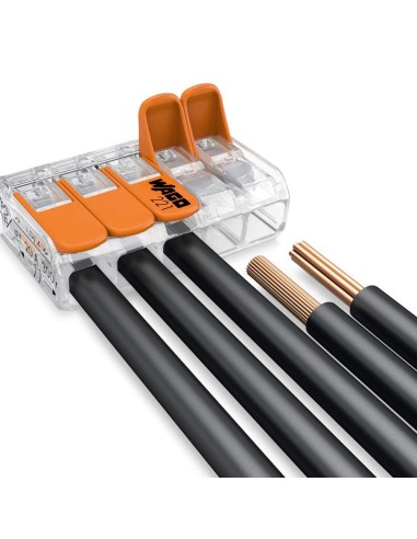  Mini bornes de connexion 5 entrées WAGO S221 pour fils souples et rigides blindés