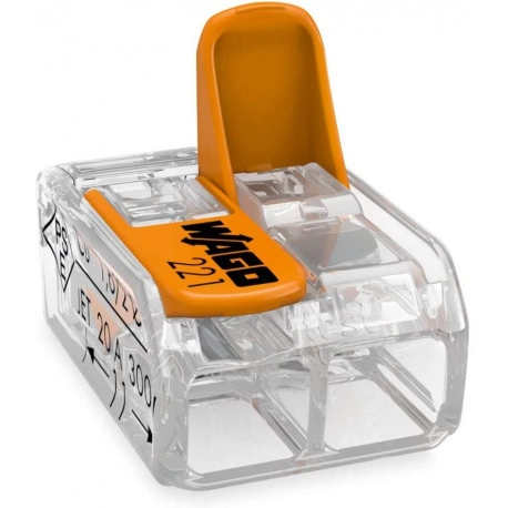 WAGO S221 : 50 mini bornes de connexion rapide 2 entrées pour fils souples et rigides blindés