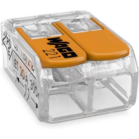 WAGO S221 : 50 mini bornes de connexion rapide 2 entrées pour fils souples et rigides blindés
