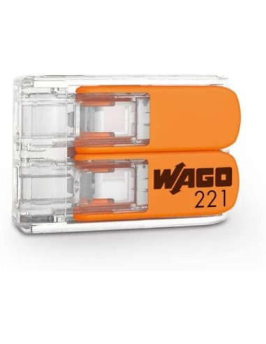 WAGO S221 : 50 mini bornes de connexion rapide 2 entrées pour fils souples et rigides blindés