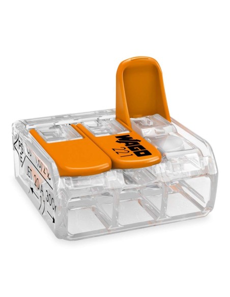 WAGO S221 : 50 mini bornes de connexion rapide 3 entrées pour fils souples et rigides blindés