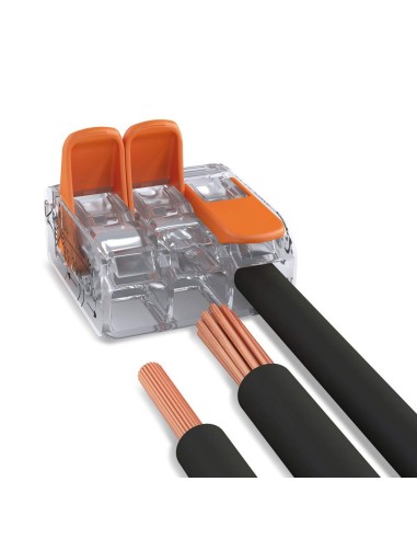 WAGO S221 : 50 mini bornes de connexion rapide 3 entrées pour fils souples et rigides blindés
