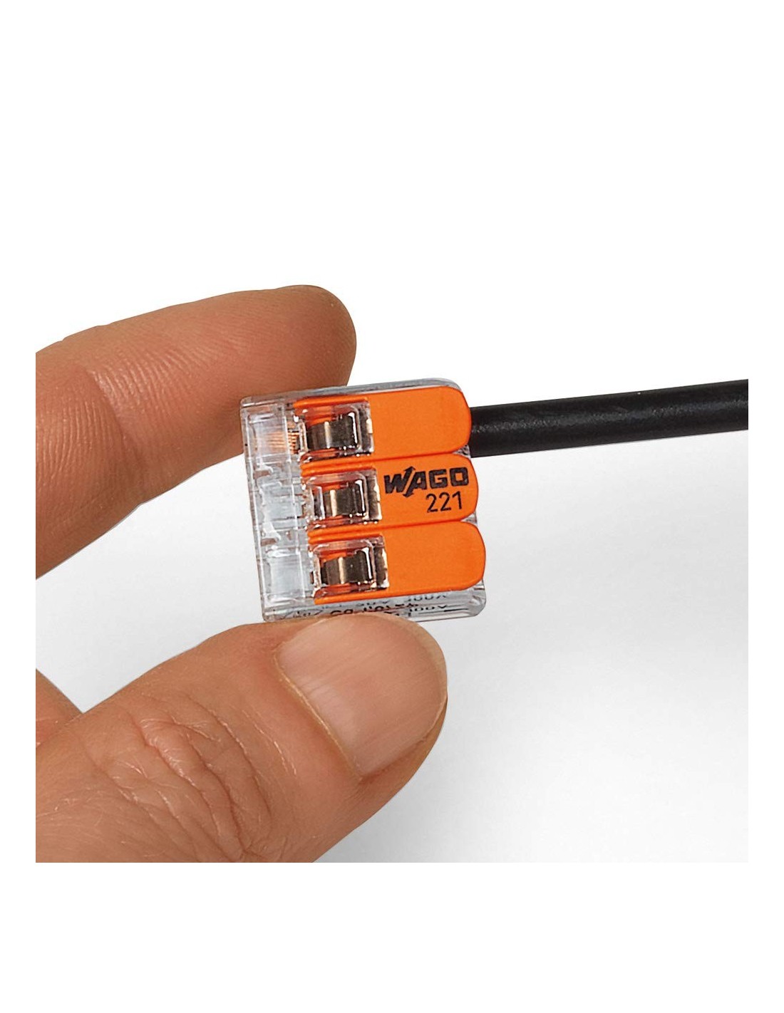 WAGO S221 : 50 mini bornes de connexion rapide 3 entrées pour fils souples  et rigides blindés