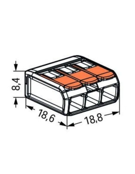WAGO S221 : 50 mini bornes de connexion rapide 3 entrées pour fils souples et rigides blindés