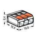 WAGO S221 : 50 mini bornes de connexion rapide 3 entrées pour fils souples et rigides blindés