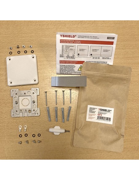 YSHIELD® GF3 | Boîtier de mise à la terre 80x80mm pour toiles et peintures anti ondes 