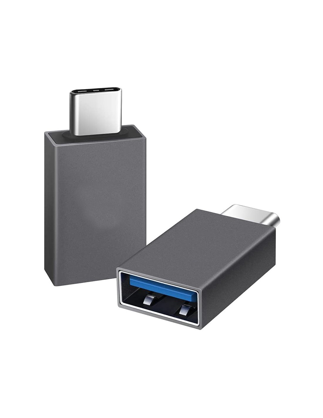 Lot de 2 adaptateurs USB Type C Mâle vers USB A Femelle Gris Sidéral