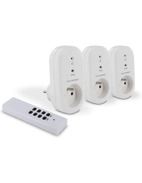 Lot de 3 prises télécommandées + télécomande sans-fil ON/OFF
