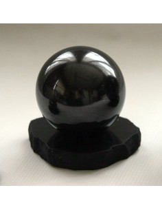 Sphère de shungite 7 cm + support, convenant pour une petite pièce