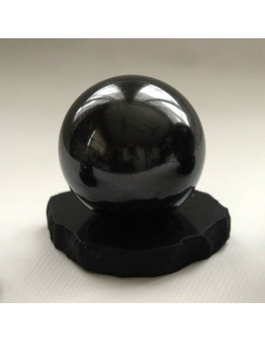 Sphère de shungite 7 cm + support, convenant pour une petite pièce