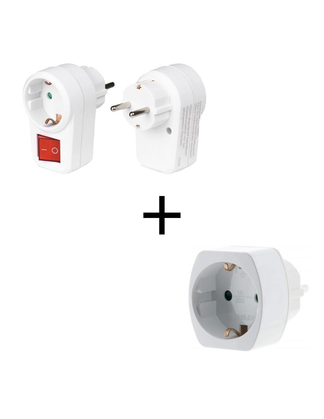 Adaptateur électrique Française 1 Prise (Avec Interrupteur) 16A Blanc