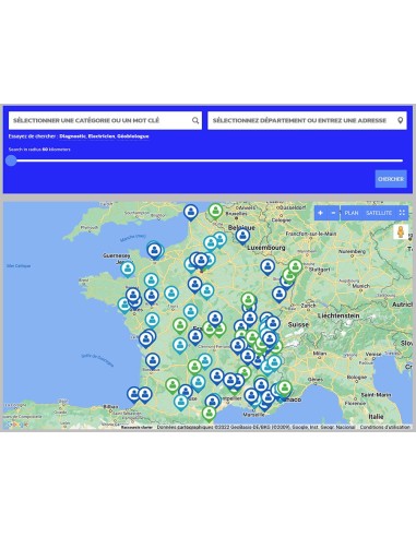 Carte des diagnostiqueurs partenaires Geotellurique.fr au 220622
