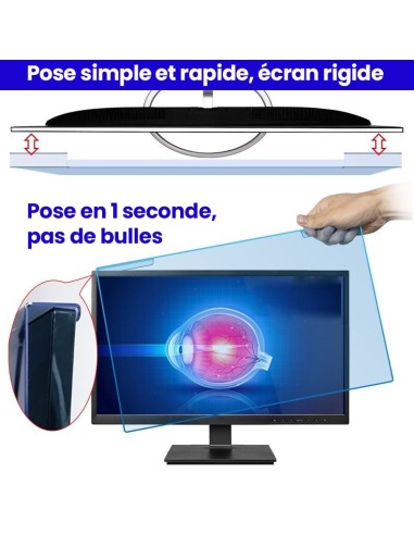 Pose du filtre écran en verre acrylique anti-lumière bleue pour PC et TV - 12,5 à 55" pouces - Geotellurique.fr