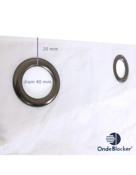 Rideaux anti-ondes à oeillets, atténuation jusqu’à - 55,60 dB (tissu onde blocker)