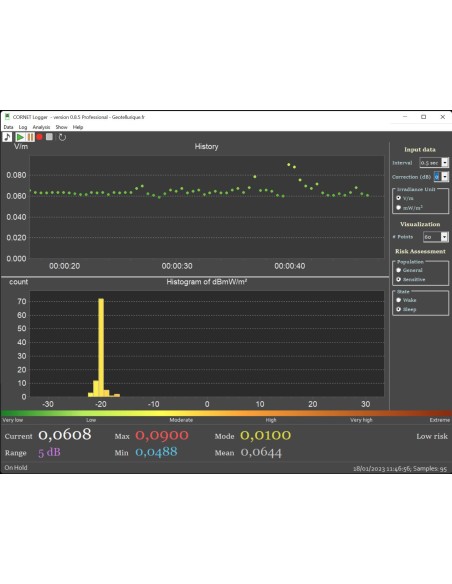 Cornet Logger, logiciel PC d'analyse et d'enregistrement de données