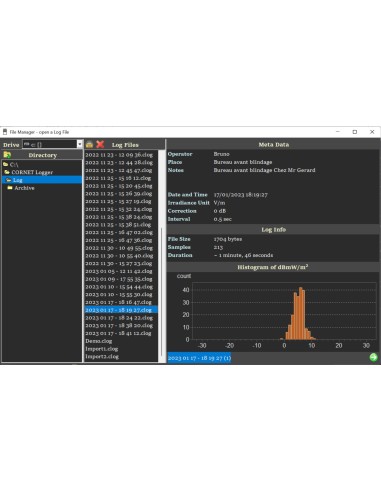 Cornet Logger, logiciel PC d'analyse et d'enregistrement de données