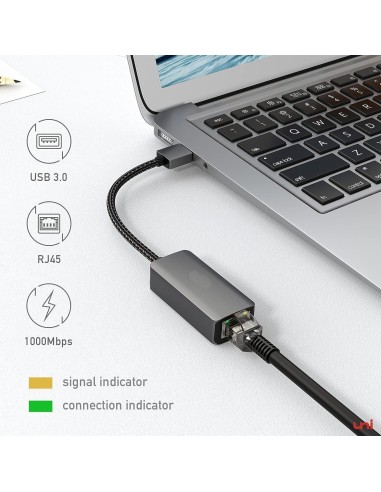 Adaptateur réseau filaire USB 3.0 ou USB-C vers RJ45 Gigabit Ethernet
