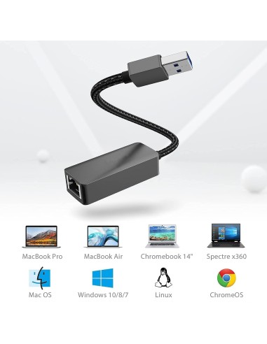 Adaptateur réseau filaire USB 3.0 ou USB-C vers RJ45 Gigabit Ethernet