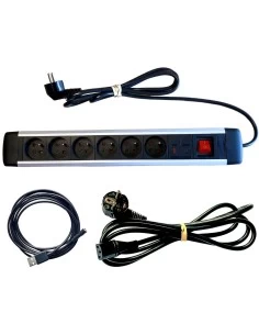 Pack bureau 1 multiprise blindée 6 prises + 1 cordon informatique blindé + 1 cordon USB de mise à la terre 2