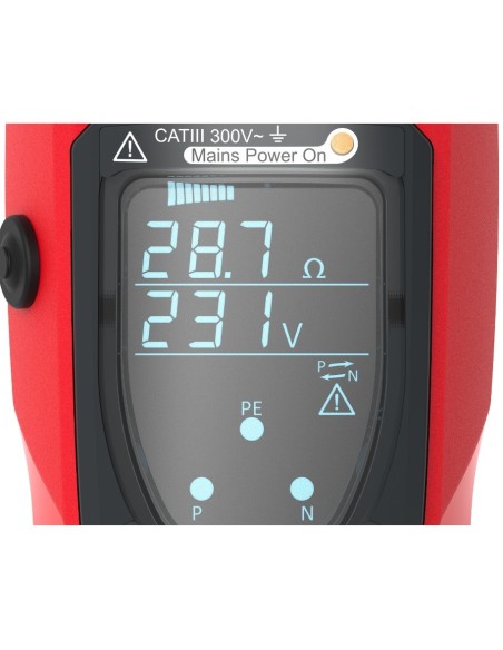 écran d'affichage du contrôleur de terre tohm-e. (tohm e / mesure de boucle de terre. Ref : T2-FR100