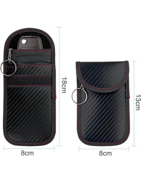 Taille de l'étui anti-ondes pour clé de voiture - étui anti-piratage clé de voiture - pochette anti rfid clé voiture