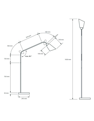 Lampadaire blindé en acier et aluminium brossé - Biologa Danell DANELL - 12
