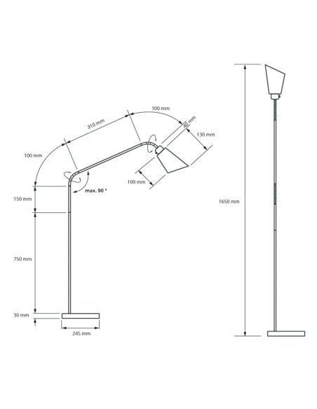 Lampadaire blindé en acier et aluminium brossé - Biologa Danell DANELL - 12