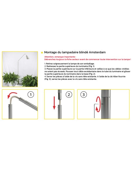 Lampadaire blindé en acier et aluminium brossé - Biologa Danell DANELL - 15