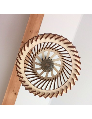 Suspension luminaire blindée en bois Baluka - lame inclinée Geotellurique.fr - 4