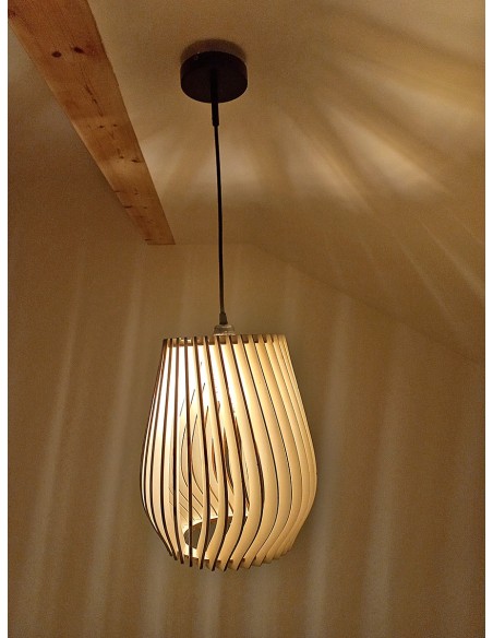 Suspension luminaire blindée en bois Baluka - Lame inclinée Geotellurique.fr - 18