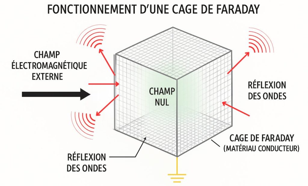 Fonctionnement d'une cage de faraday