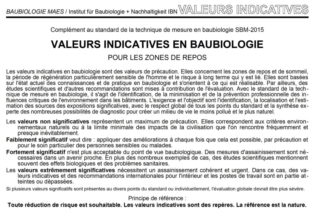 Points atypiques : quand l’État hausse le seuil - Valeurs indicatives en baubiologie
