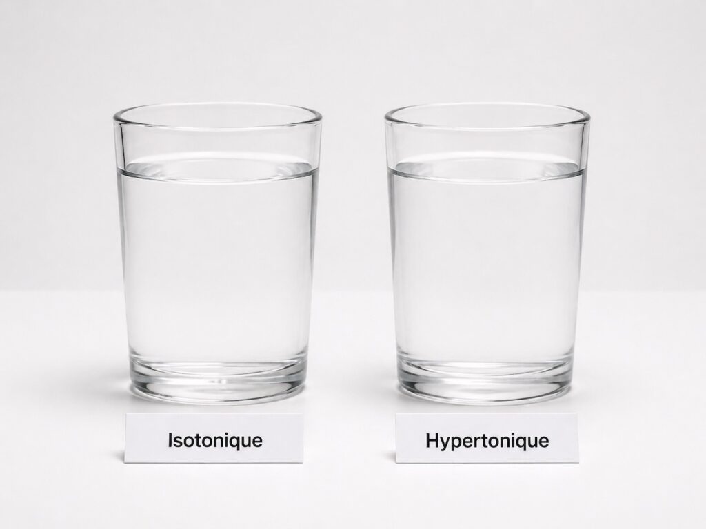 Différence de concentration entre eau de mer isotonique et hypertonique Quinton