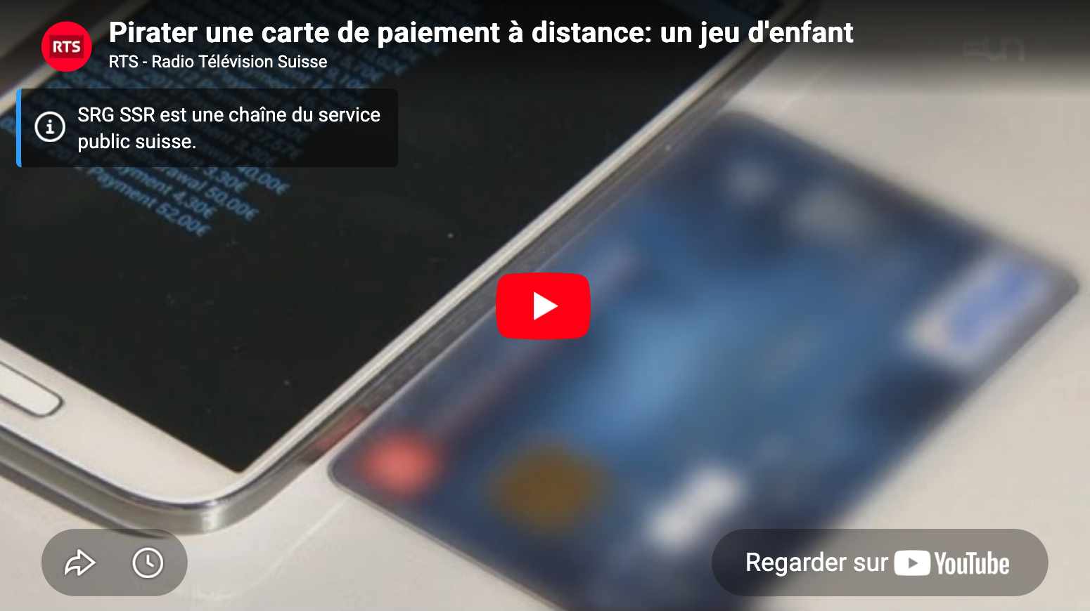 Vidéo - Pirater une carte de paiement à distance - RTS