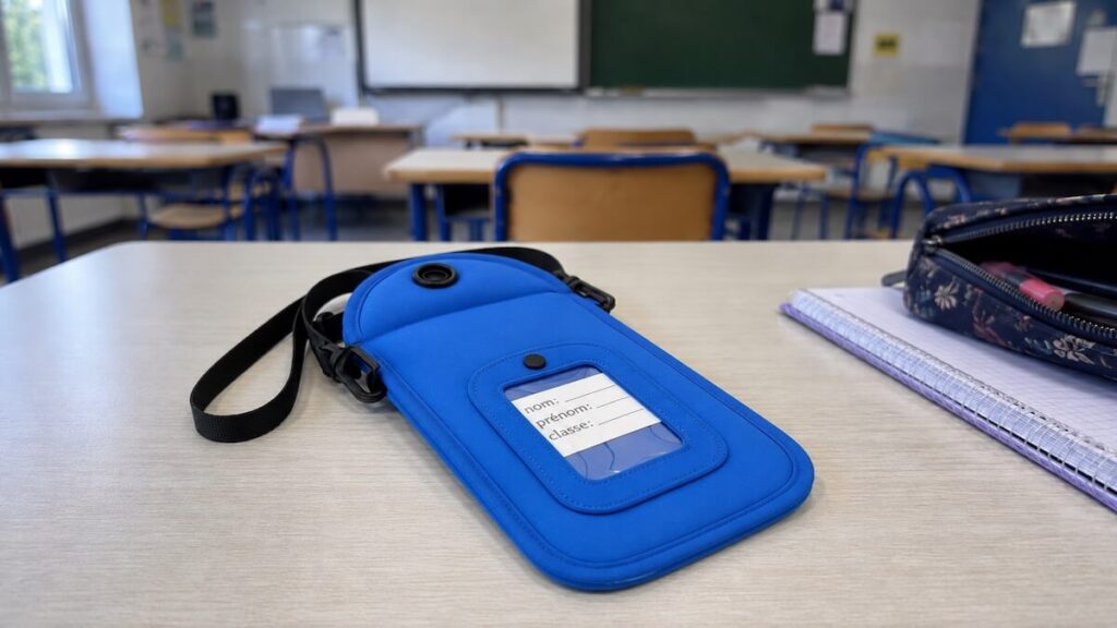 pochette de téléphone portable en gros plan pour l'école