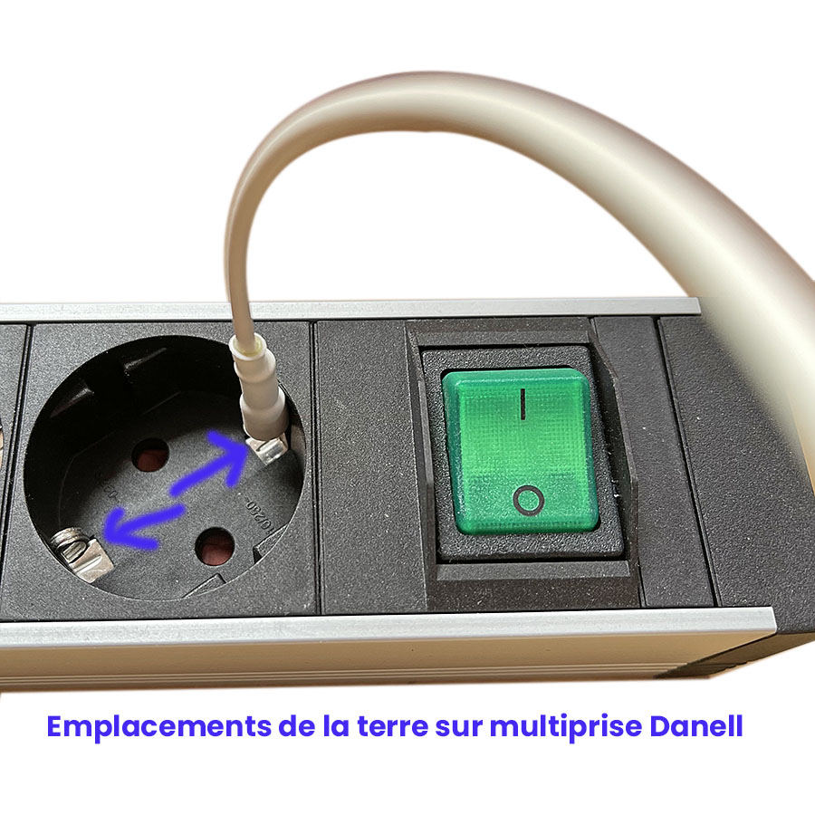 Cordon de mise à la terre à cosse ronde et douille cylindrique (résistance 100KOhms incluse)