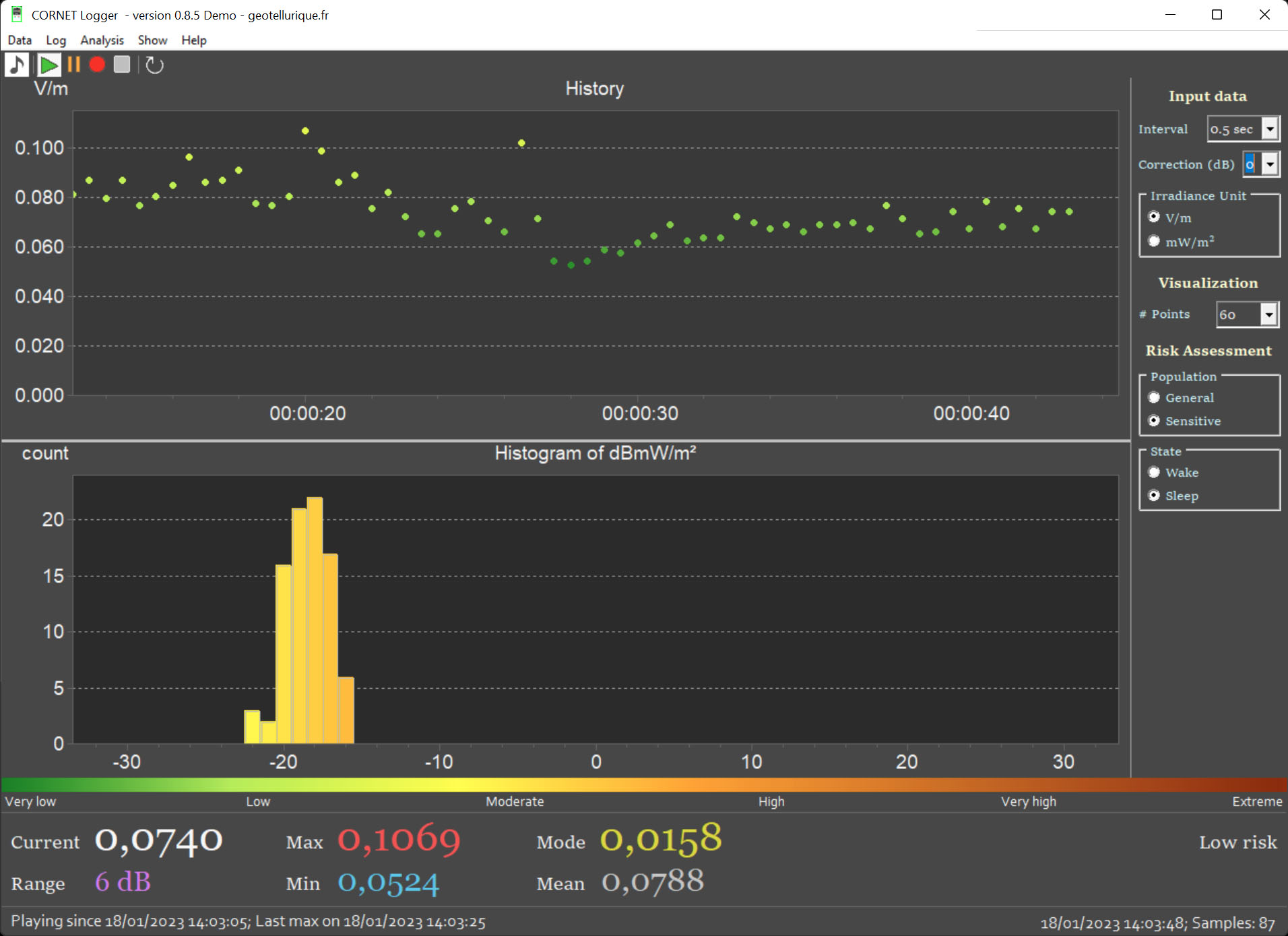 Cornet Logger Démo 0.8.5