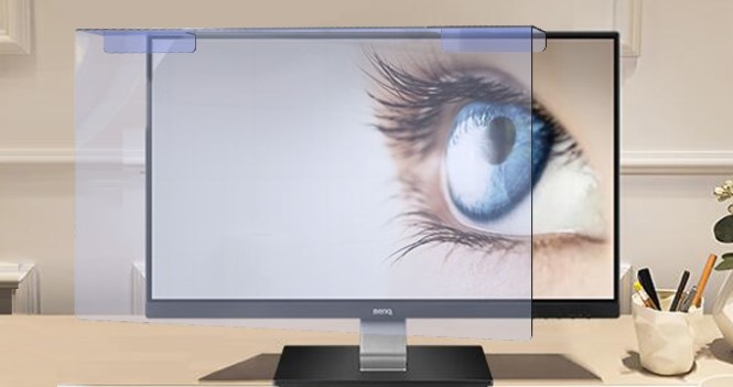 Pose du filtre écran en verre acrylique anti-lumière bleue pour PC et TV - 12,5 à 55" pouces - Geotellurique.fr
