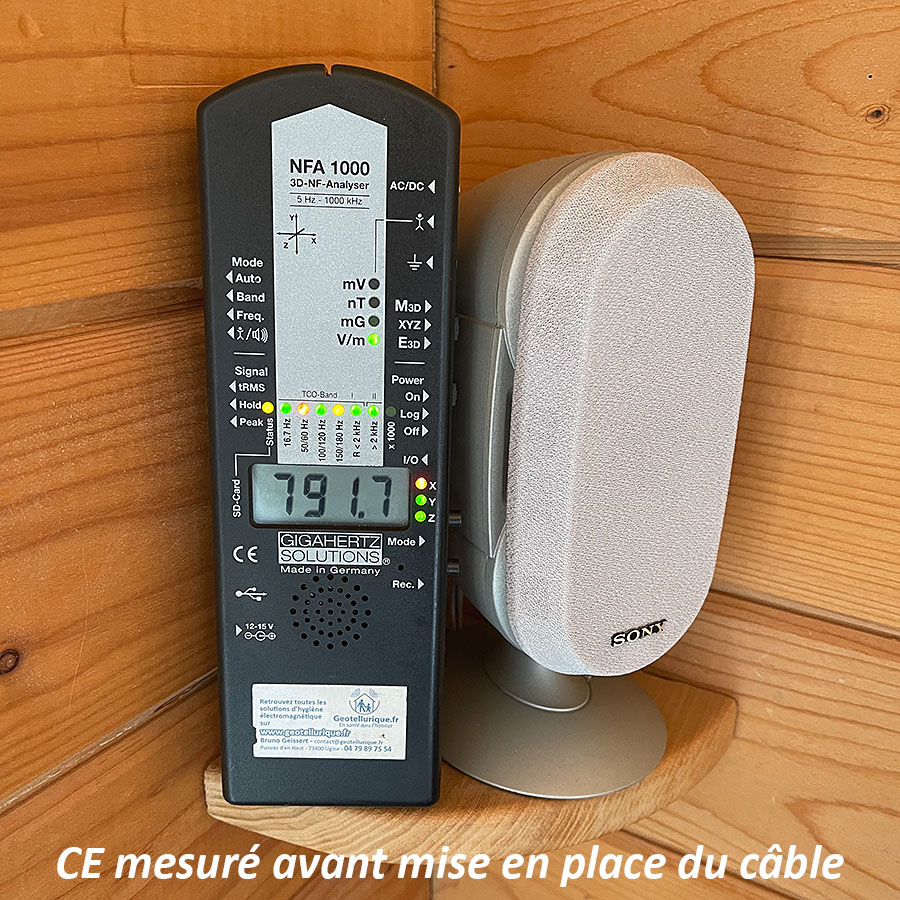 Mesure de champ électrique sur fil d'une enceinte de chaine hifi