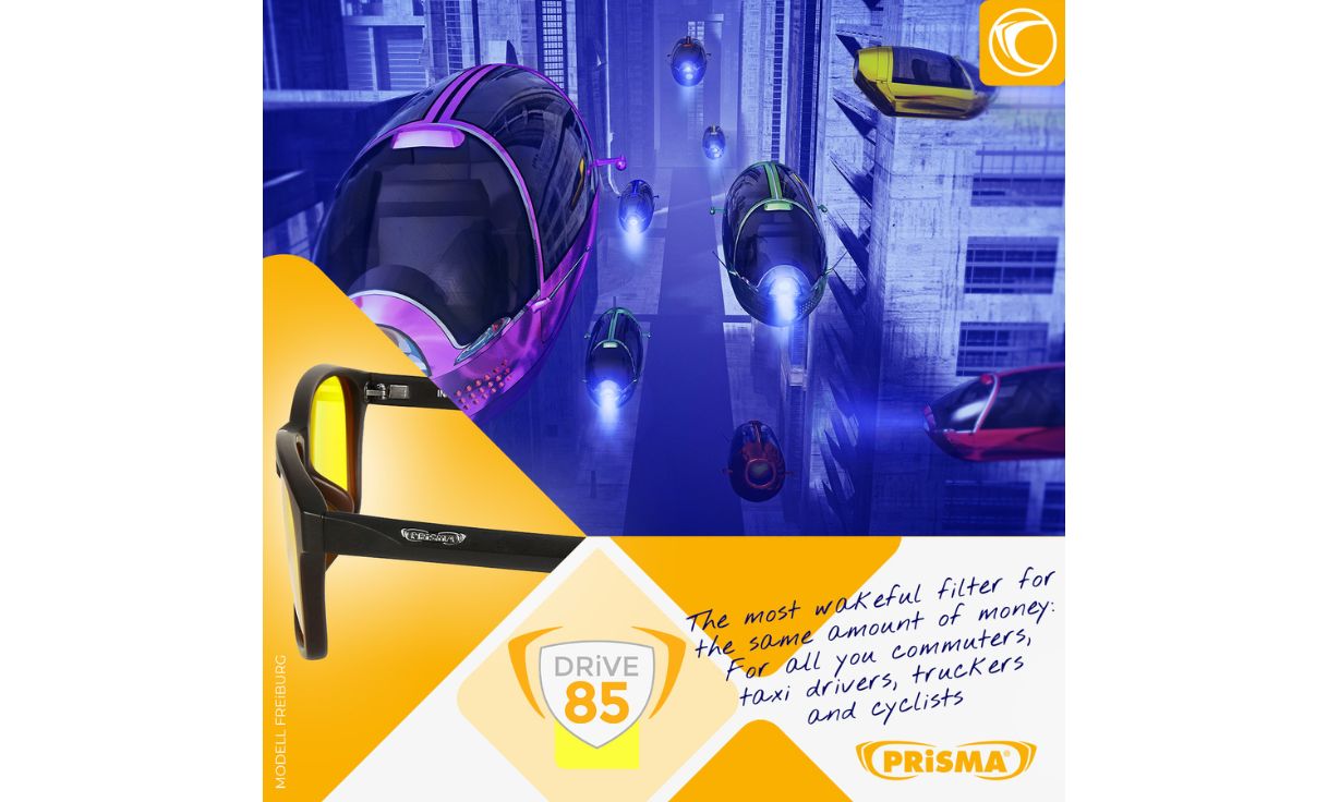 PRiSMA - Filtre à lumière bleue à 85% pour lunettes CLiP-ON DRiVE85 - Pour homme et femme - Conducteurs - Jour et nuit - Réduit l'éblouissement et la fatigue oculaire